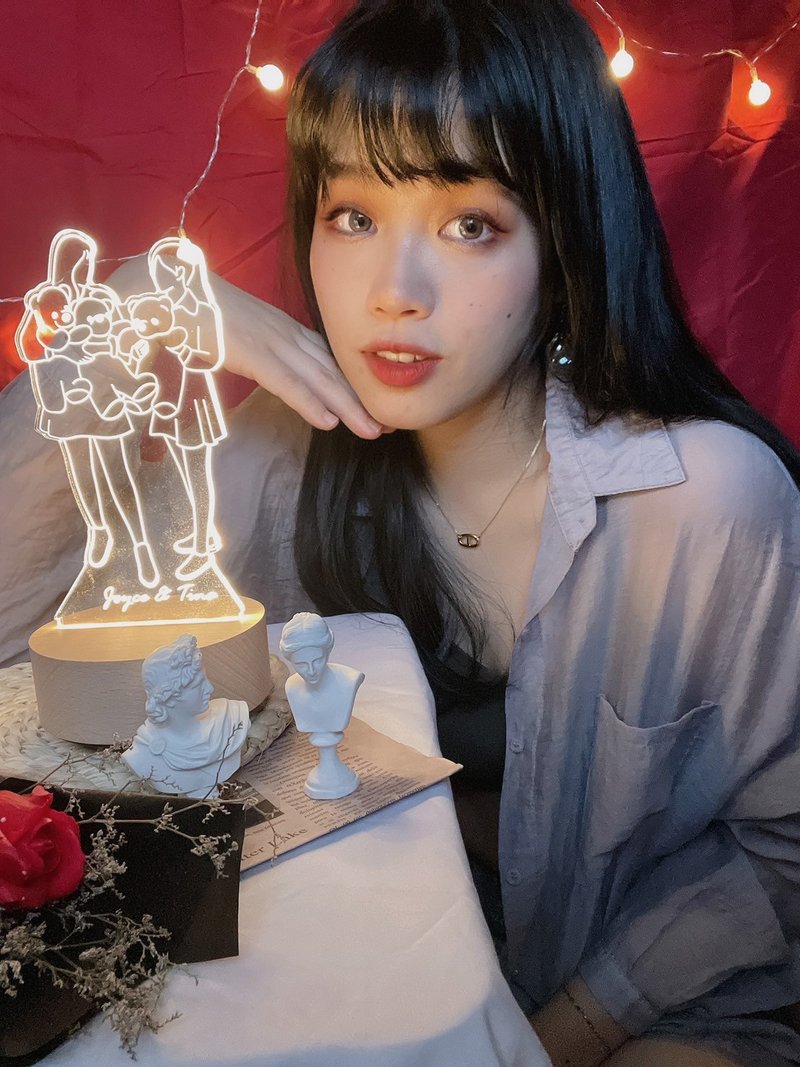 一辈子的挚友【质感线条】 原木Led夜灯蓝牙喇叭   定制化夜灯 - 灯具/灯饰 - 木头 红色