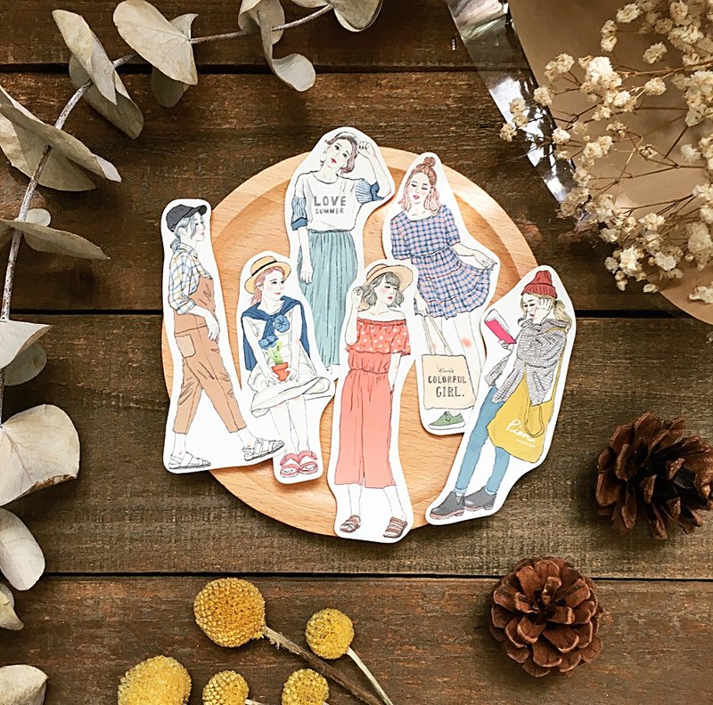 果酱女孩 / 6入贴纸 - 贴纸 - 纸 粉红色