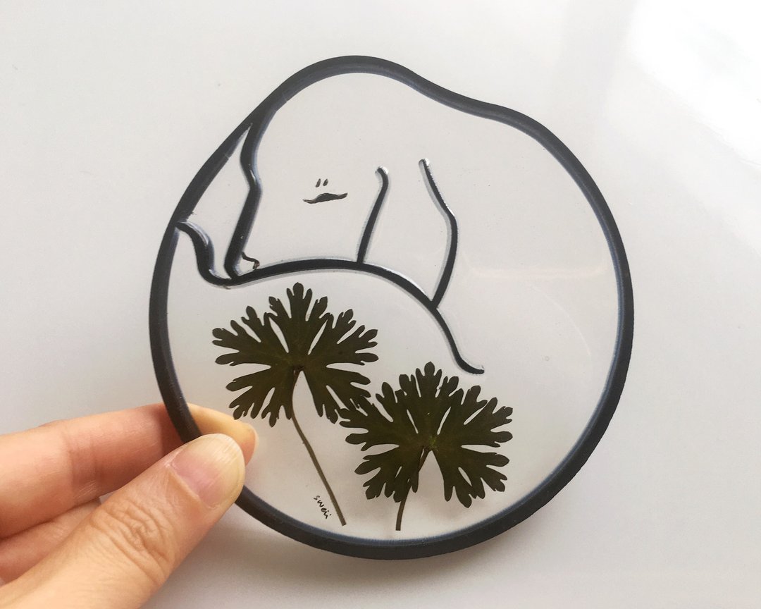 狗狗 压花 杯垫及饰物盘  二用多功能设计 接单定制 - 杯垫 - 树脂 绿色