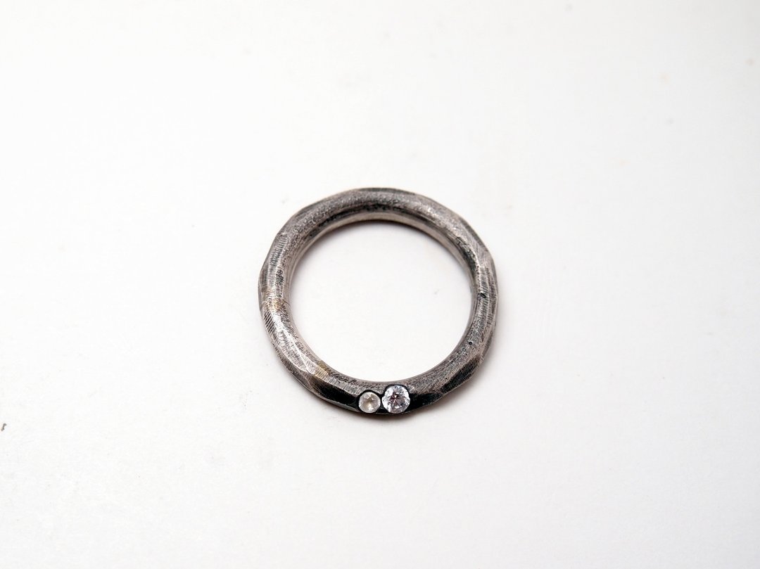 【Coal 系列】#a226 宝石灰岩戒指 (11 号)/ 925 银/ 手工礼物/ 定制 - 戒指 - 银 银色