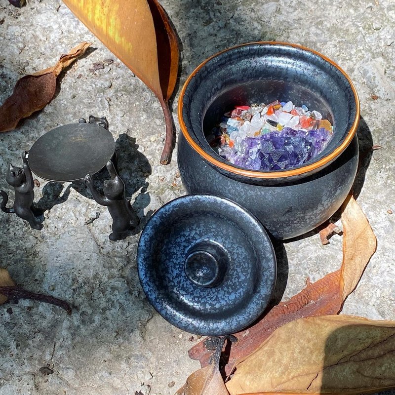 【Lost and find】女巫的草药盘 猫咪 萤石 水晶 消磁盘 - 摆饰 - 宝石 多色