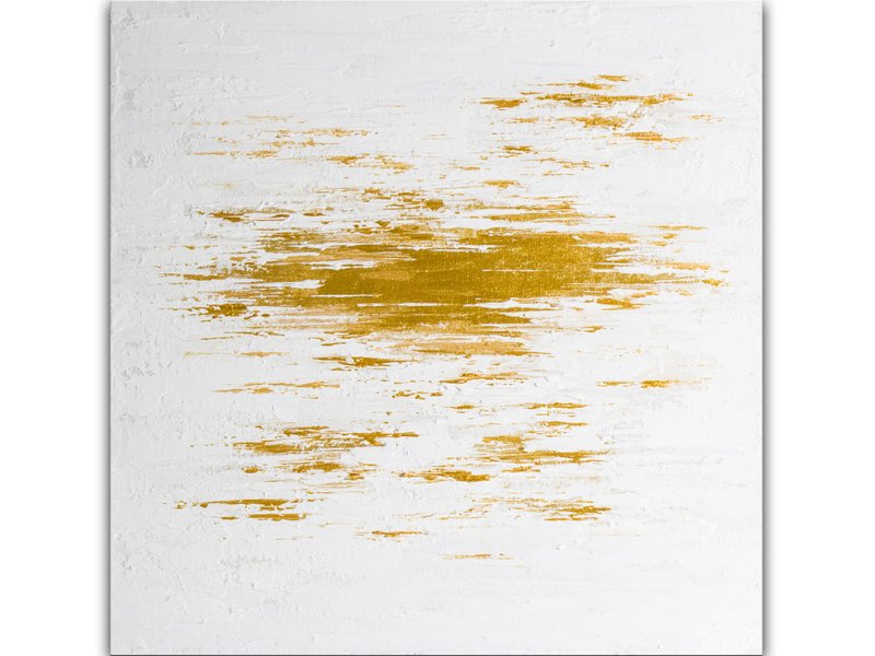 White Abstract Wall Art Golg Original Painting Sunrise Acrylic Painting - 海报/装饰画/版画 - 其他材质 白色