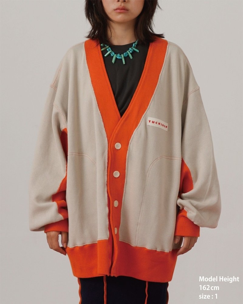 棉质针织宽版开襟衫 米色 - 女装针织衫/毛衣 - 棉．麻 卡其色