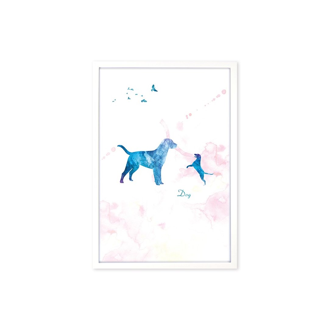 装饰画相框 好伴系列 小狗 白色框 63x43cm 室内设计 布置 - 画框/相框 - 木头 蓝色