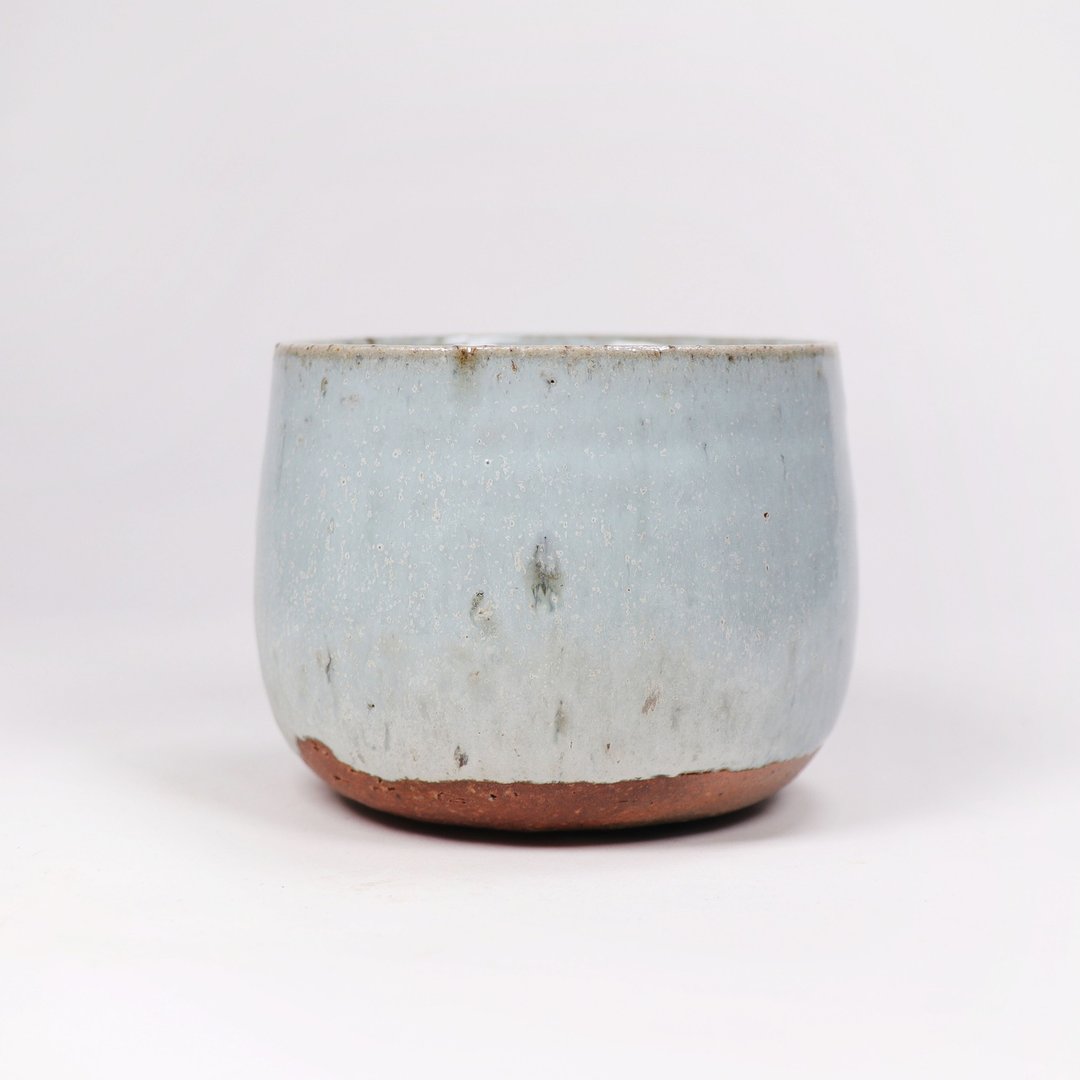 明芽窑 l 柴烧铁斑原矿汝釉茶杯汤吞 H2 - 茶具/茶杯 - 陶 蓝色