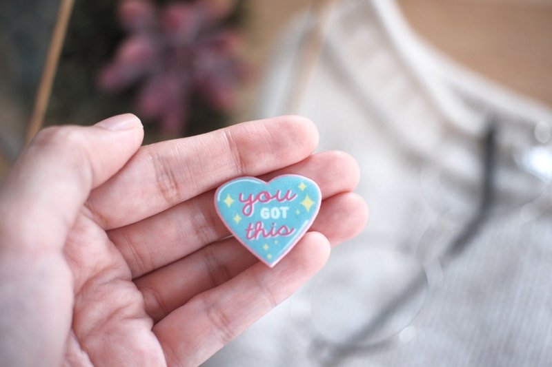 You Got This Heart Handmade Pin - 徽章/别针 - 树脂 