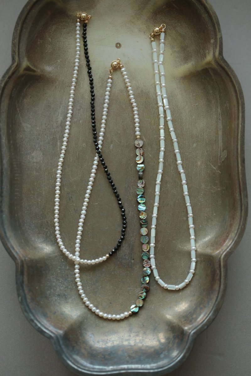 小步舞曲 珍珠项链系列│白贝、黑蝶贝、黑尖晶 - 项链 - 珍珠 白色