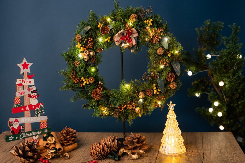 【圣诞装饰x交换礼物】 永生雪松圣诞花圈 经典圣诞绿 - 干燥花/捧花 - 植物．花 绿色