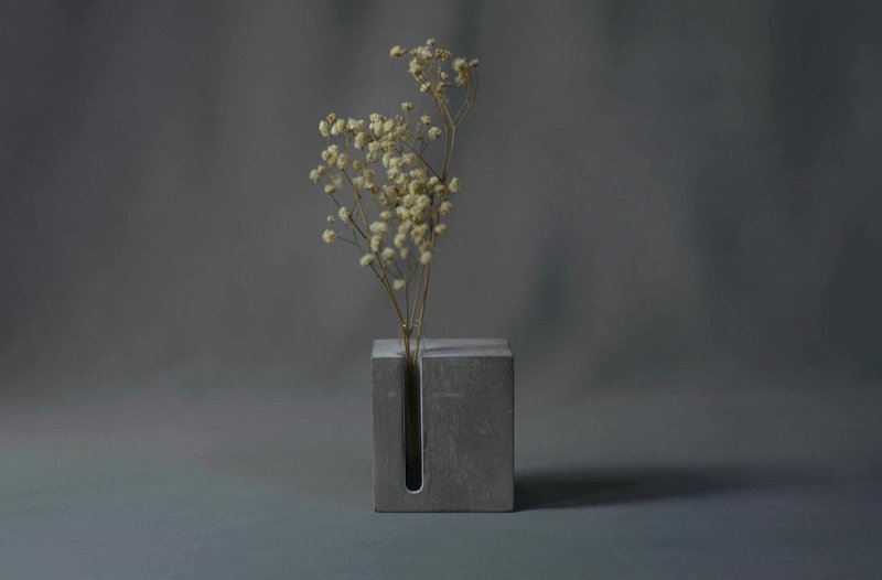 花器 清水泥 水培花瓶 擺設 侘寂美學 - 花瓶/陶器 - 水泥 灰色