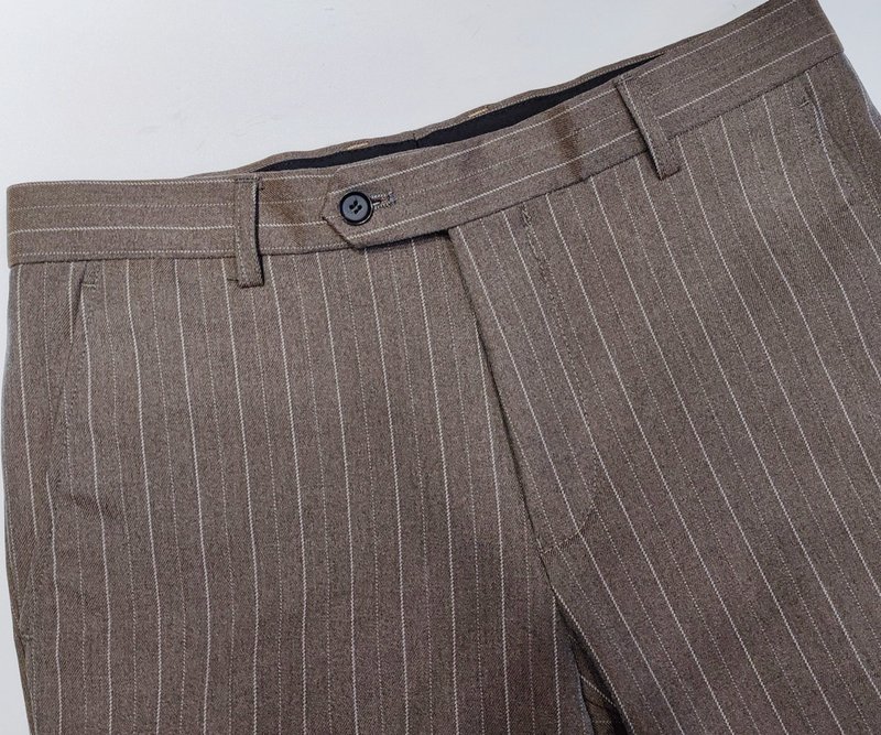 条纹西裤-HG057 - 男士长裤 - 聚酯纤维 咖啡色