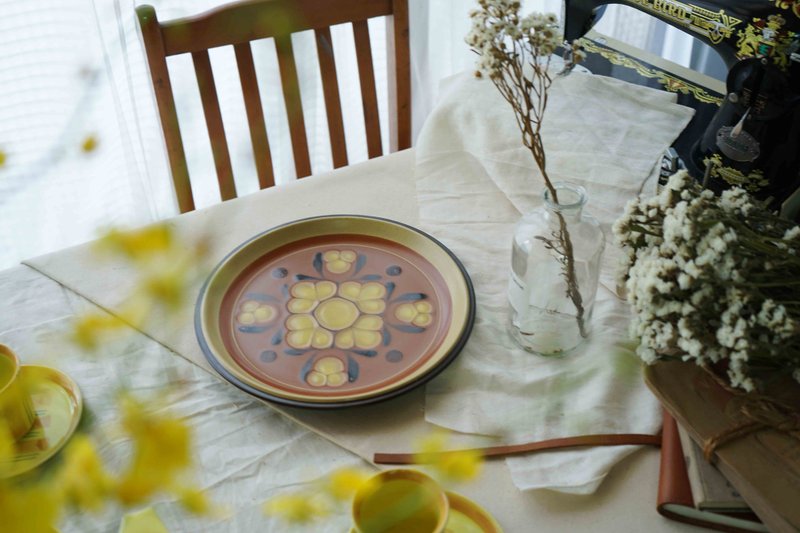 日本杂货-文青咖啡馆Noritake FOLKSTONE深棕色花朵陶盘-单只售 - 盘子/餐盘/盘架 - 陶 咖啡色