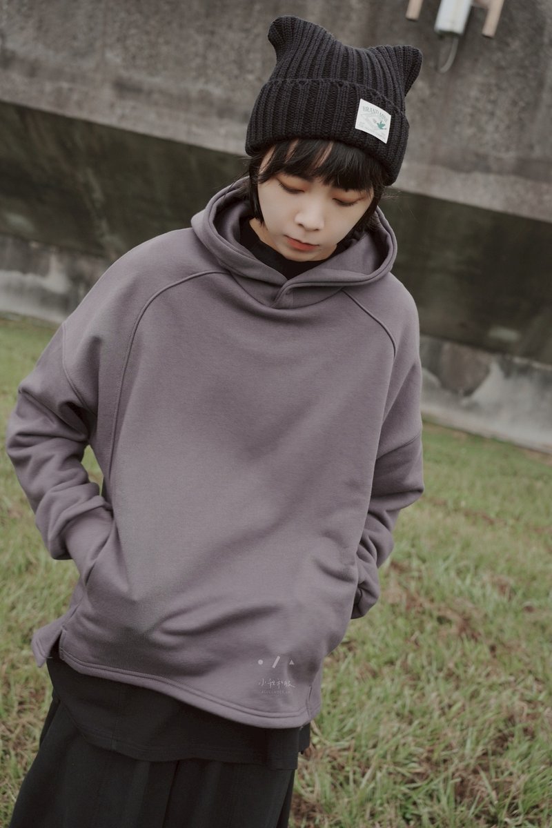 小我独家 质感磅数拇指勾勾连帽600g TEE - 2色 - 烟紫灰 现货 - 女装上衣 - 棉．麻 灰色