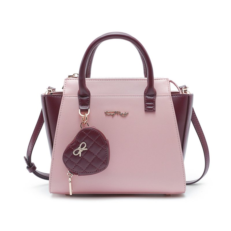 菱格车线蝴蝶结手挽侧背袋 - 侧背包/斜挎包 - 人造皮革 红色