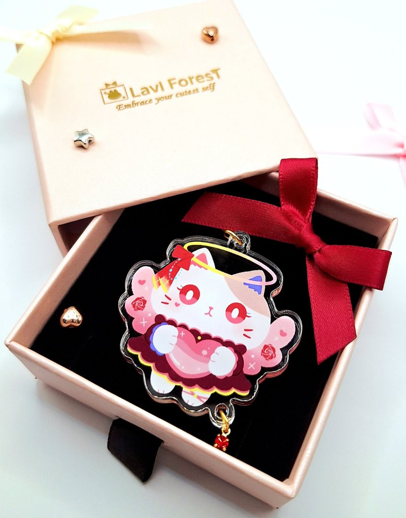 Hinna猫猫绯奈 双层压克力 吊饰 钥匙圈  包包挂饰 礼物 - 吊饰 - 压克力 粉红色