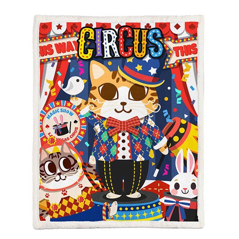 冷气毯-欢乐马戏团喵120x150cm和150x200cm (两种尺寸) - 被子/毛毯 - 其他人造纤维 