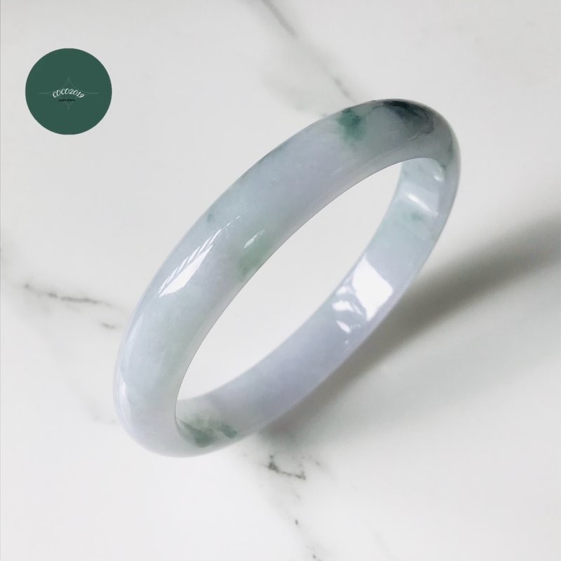 翡翠手镯　缅甸a貨　53.4×46.5mm  贵妃 飘花 冰紫 - 手链/手环 - 玉石 紫色