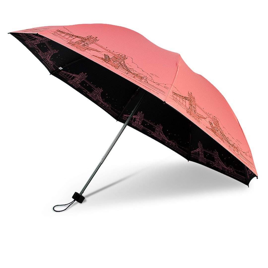 双龙伦敦铁桥无敌反向折伞黑胶反向伞防风晴雨伞折伞(樱花粉) - 雨伞/雨衣 - 防水材质 粉红色
