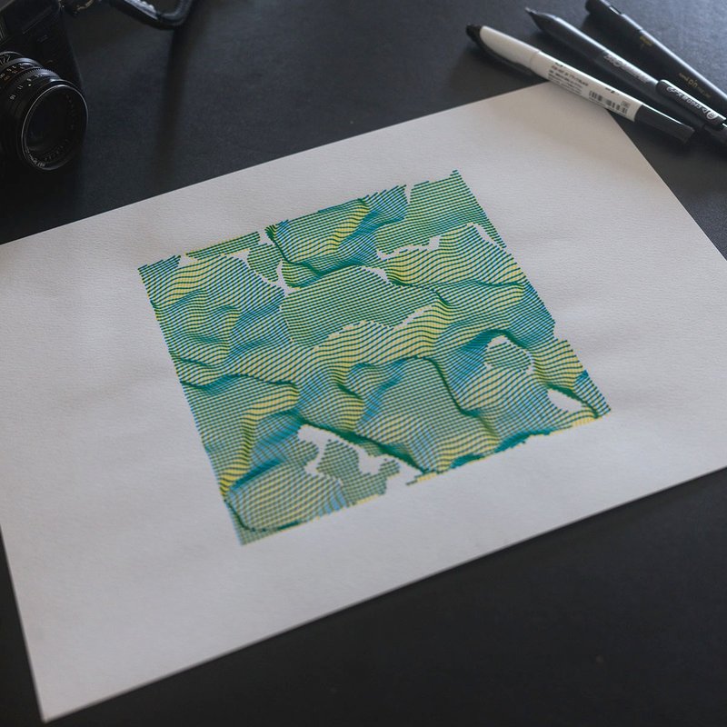 Terrain#99-1 | Pen Plotter Art - 海报/装饰画/版画 - 纸 