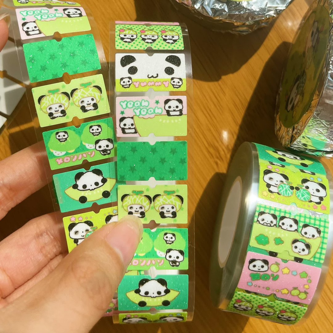 【盐汽水】蜜瓜闪砂可爱标签贴 手帐胶带封口贴/索引贴原创设计 - 便条纸/标签贴 - 纸 多色