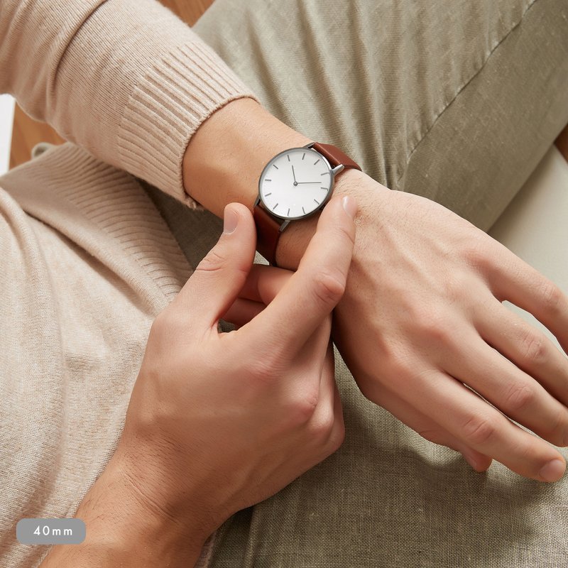 炮铜色手表-Signatur - 男表/中性表 - 真皮 灰色