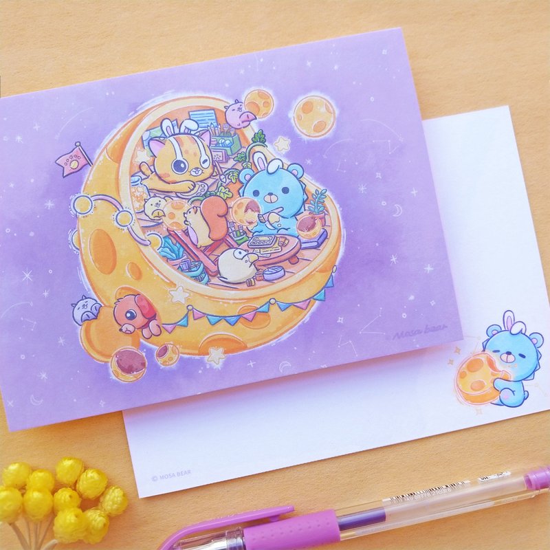 -Mosabear-原创明信片-画中秋 - 卡片/明信片 - 纸 