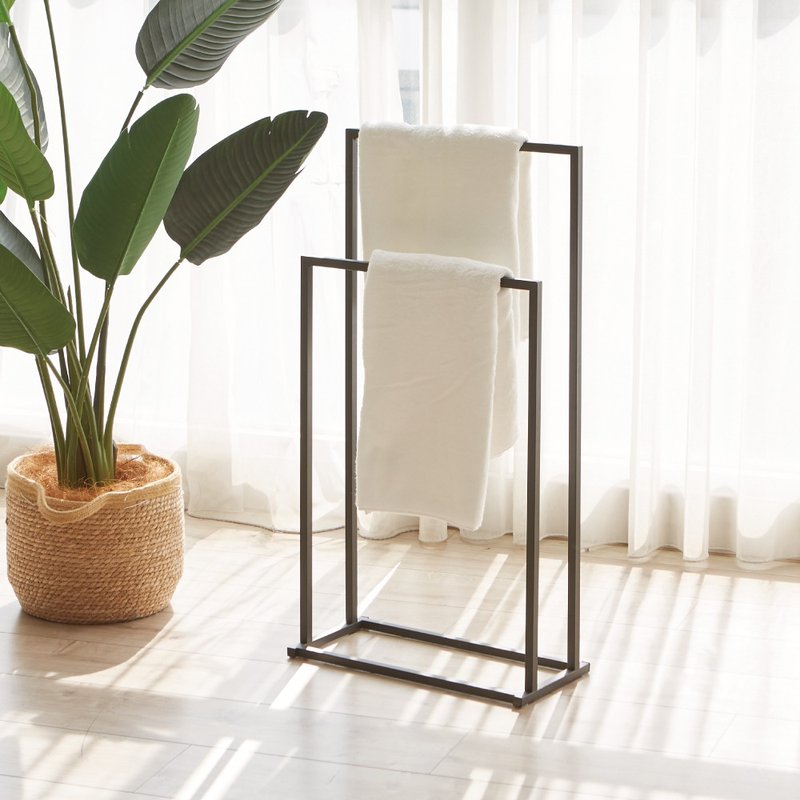 无印风纯色双杆毛巾架 - 卫浴用品 - 其他金属 黑色