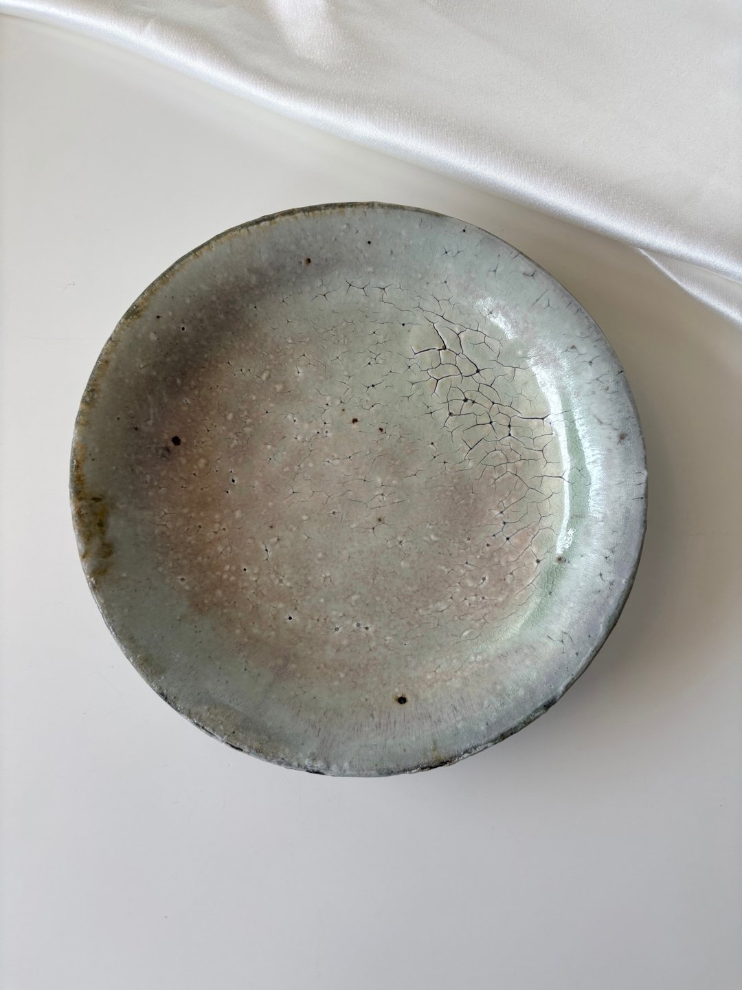 纯粹制陶 - 柴烧 裂纹粉引盘 - 盘子/餐盘/盘架 - 陶 