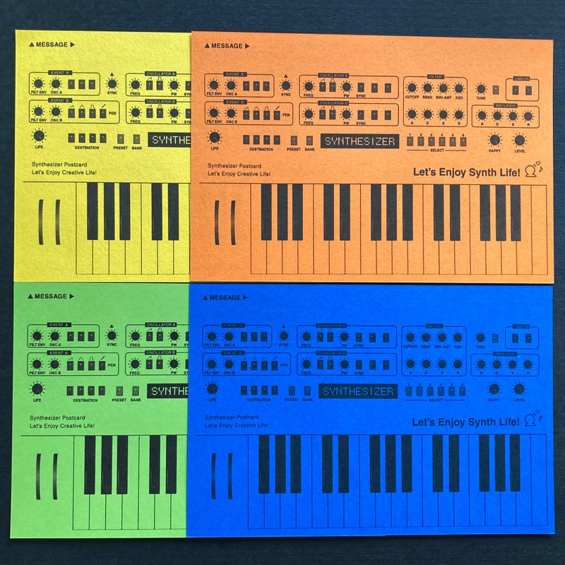 [明信片] 4 件组合成器明信片 Vivid Tone 套装 - 卡片/明信片 - 纸 多色
