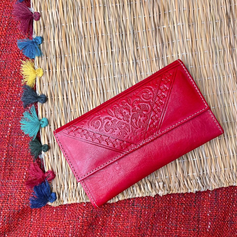 Zweena绵羊皮长夹 罂粟花瓣染 红色 - 皮夹/钱包 - 真皮 红色