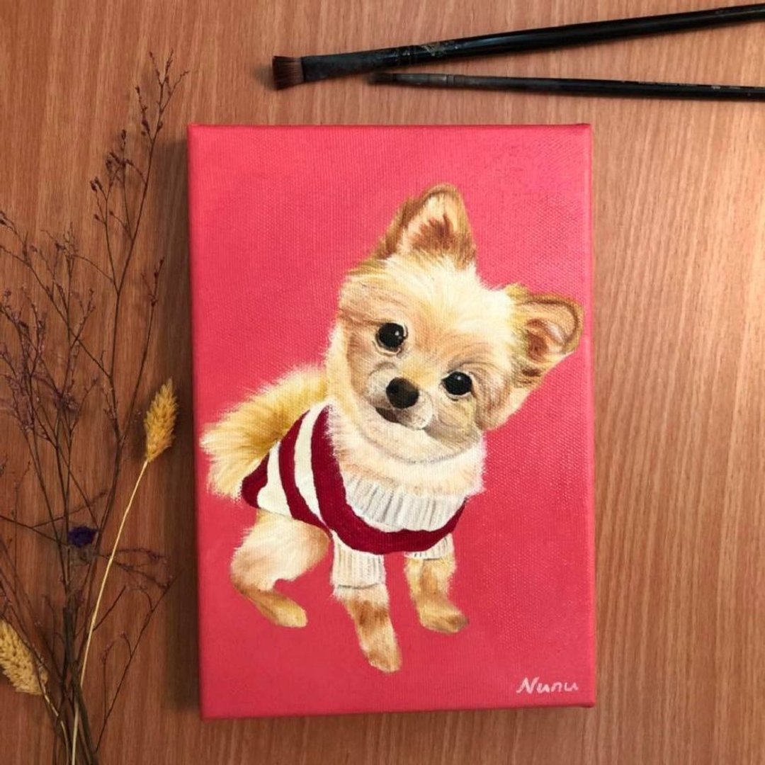 定制宠物画/狗狗油画/宠物似颜绘 - 订制画像 - 颜料 