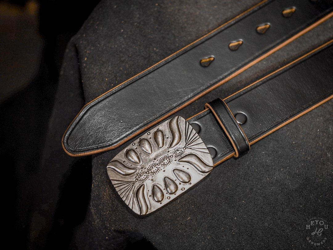Navajo Style Leather Belt 印地安风格茶芯皮带 - 皮带/腰带 - 真皮 黑色