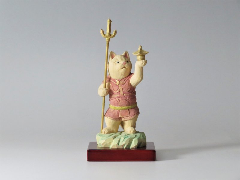 Wood carving cat2202 - 摆饰 - 木头 粉红色