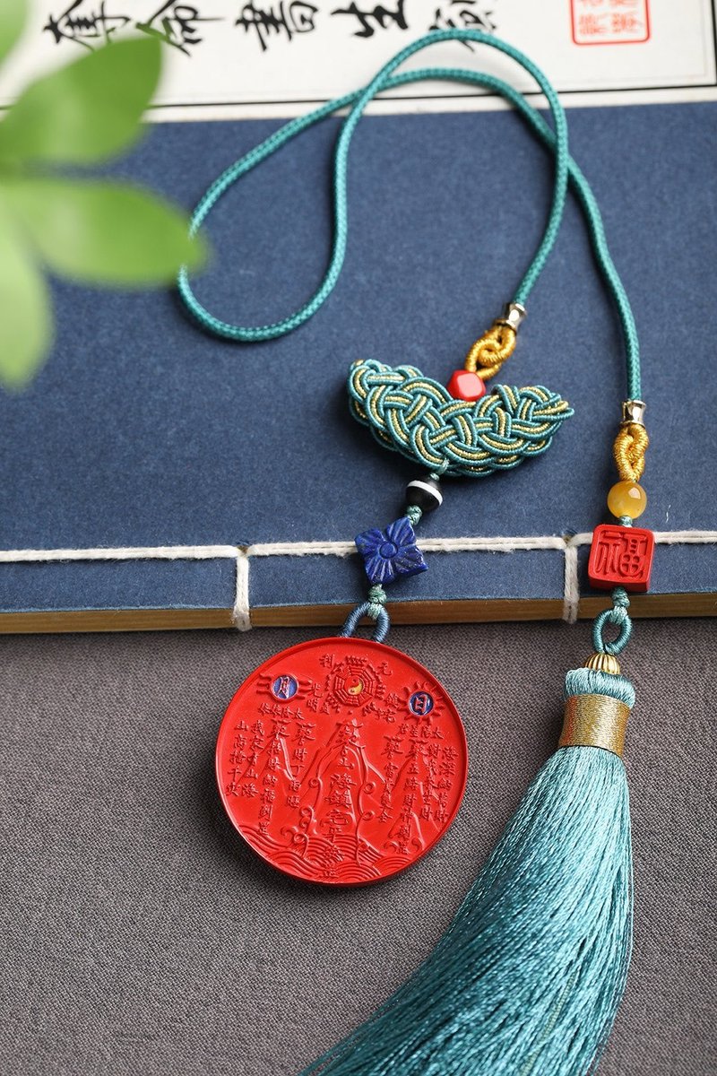 天然原矿朱砂精品红砂彩绘山海镇包挂   万能挂含量高达95%以上 - 钥匙链/钥匙包 - 宝石 