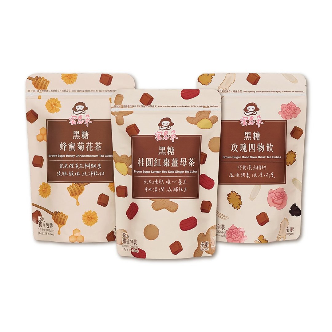 黑糖茶砖 月月体贴组(菊花/桂圆红枣姜母/玫瑰四物) | 女友礼物 - 蜂蜜/黑糖 - 其他材质 白色