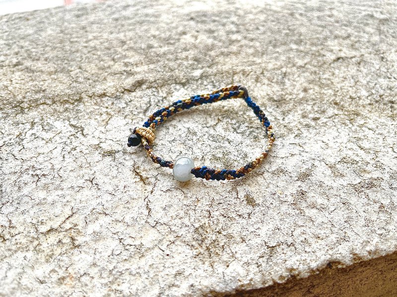 Angel's tears翠色-天然缅甸玉 烟紫翡翠珠编织CS段染手绳 - 手链/手环 - 玉石 绿色