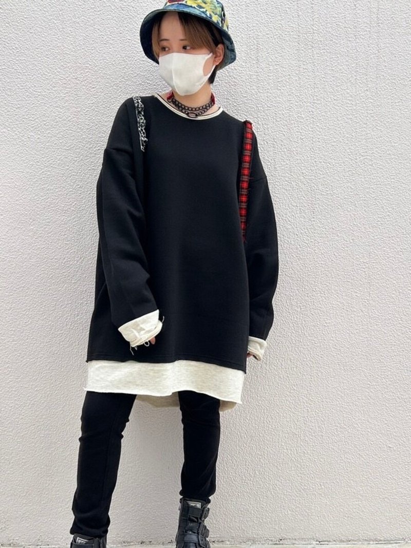 切换套头衫/黑/F尺寸/hellcatpunks/hcp-po-0015 - 女装上衣 - 棉．麻 黑色