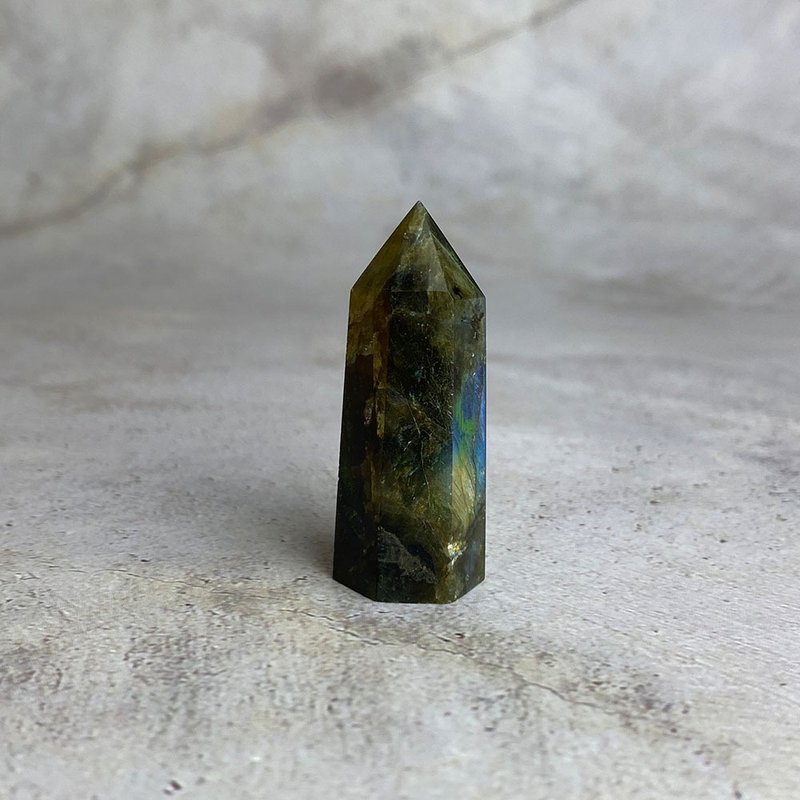 水晶柱- 灰月光石 办公室疗愈微景观 设备摆饰 一物一图 - 摆饰 - 宝石 灰色