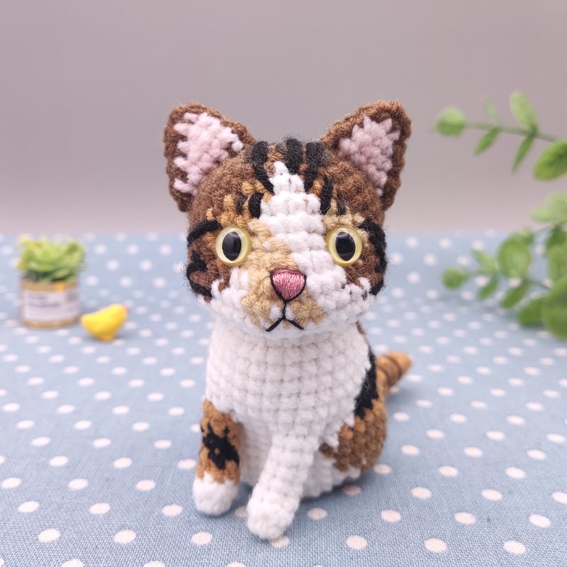【现货】 虎斑混三花猫 纯手工 钩针编织娃娃 - 玩偶/公仔 - 其他人造纤维 咖啡色