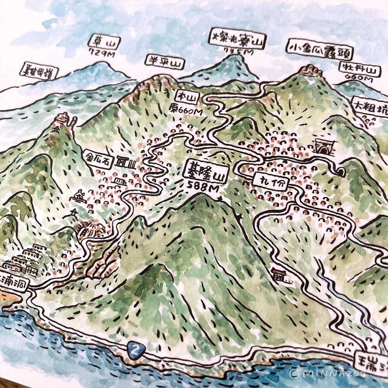 走读地图明信片－九份、金瓜石 - 卡片/明信片 - 纸 