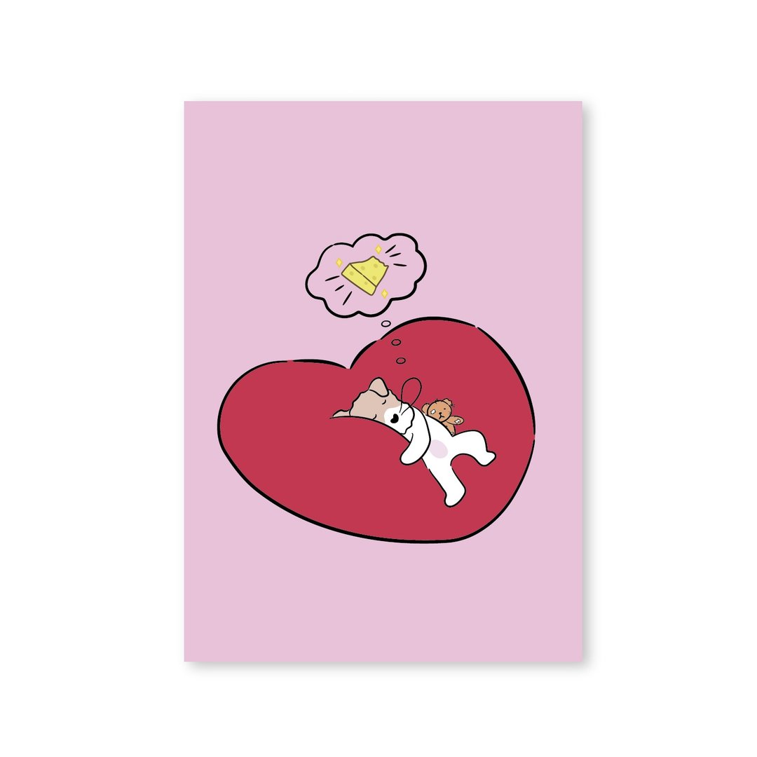 Wirefoxterrier 刚毛猎狐梗 明信片 红心 - 卡片/明信片 - 纸 白色