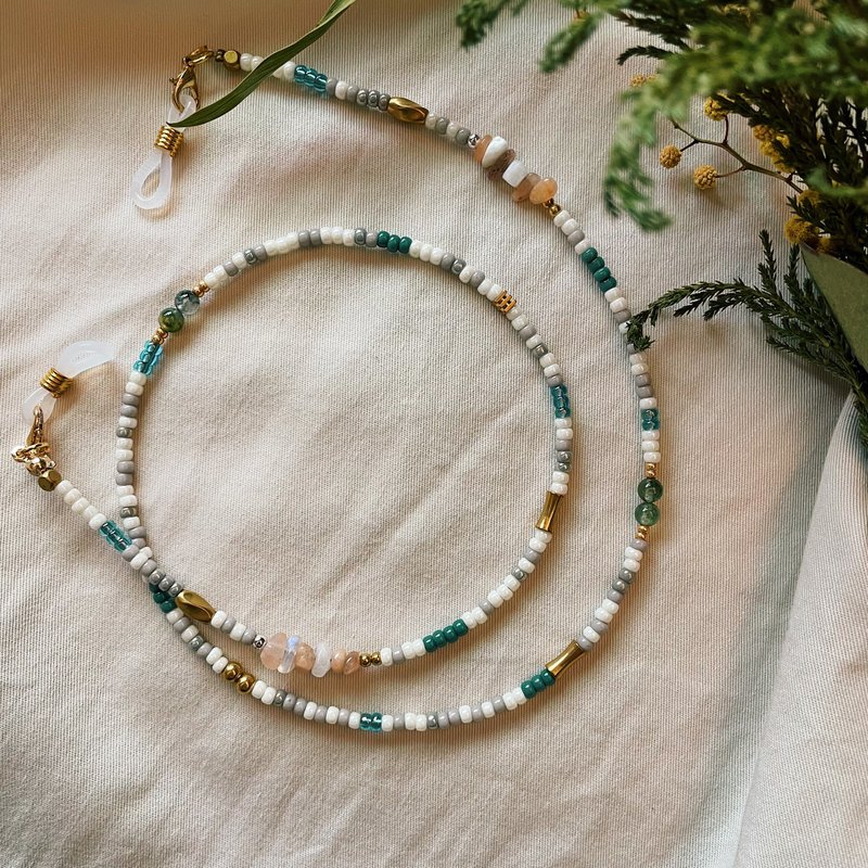 珠饰2way口罩链/ 眼镜链 - 挂绳/吊绳 - 其他材质 蓝色