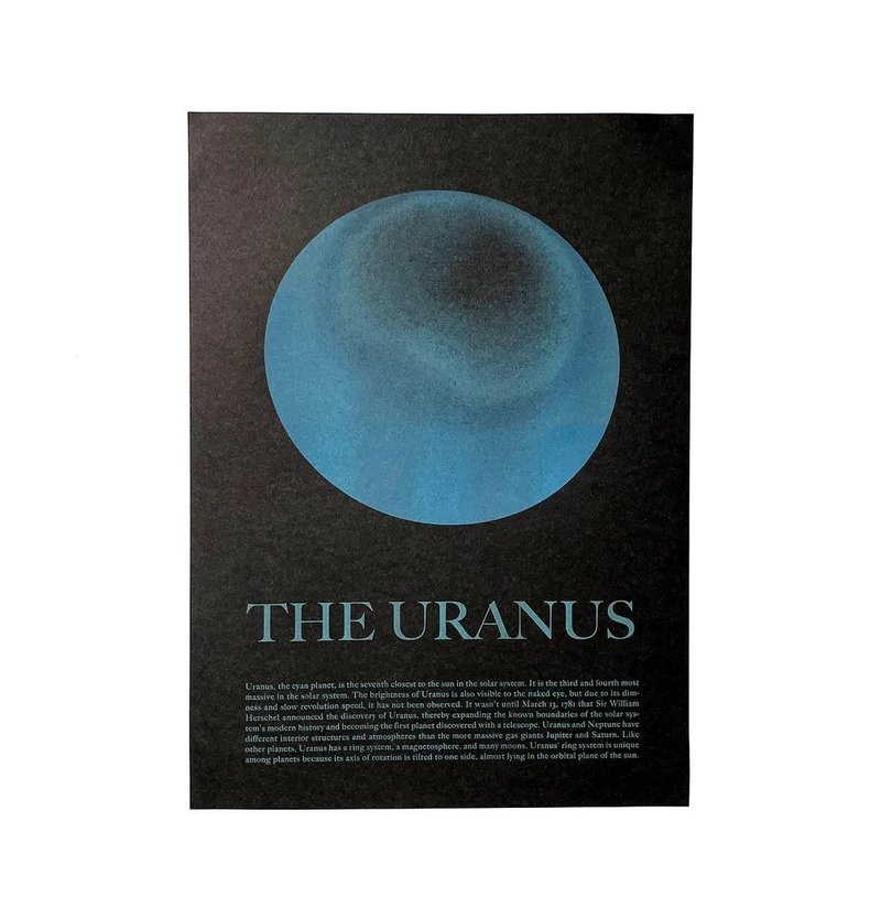 Risograph Museum Poster A3星球系列海报 THE URANUS / 天王星 - 卡片/明信片 - 纸 蓝色