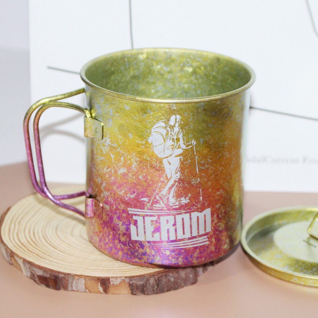 Pure Titanium Cup | 户外便携纯钛璀璨炫彩冰花水杯|雕刻 - 其他杯子 - 其他金属 