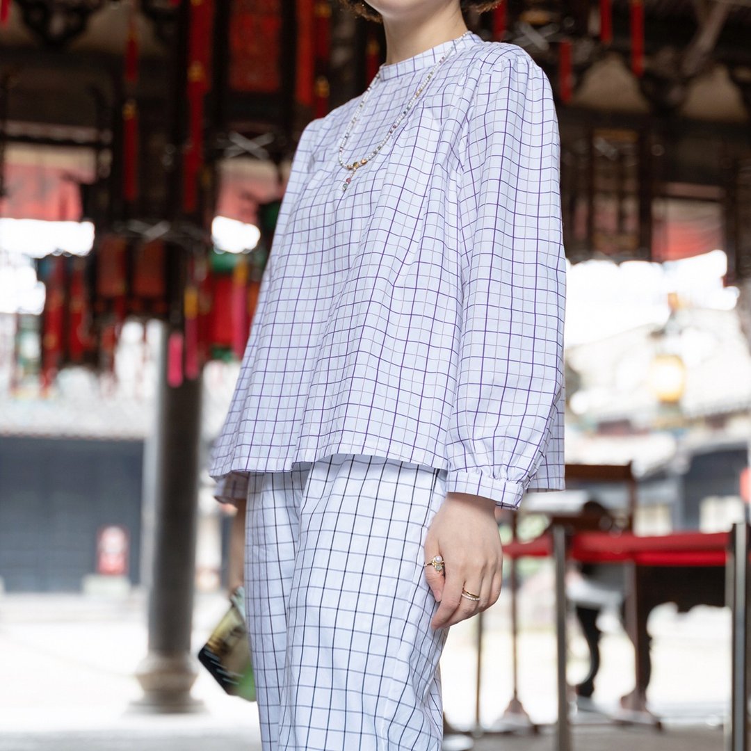 春季上衣小衫长袖宽松高支棉娃娃衫 - 女装衬衫 - 棉．麻 白色