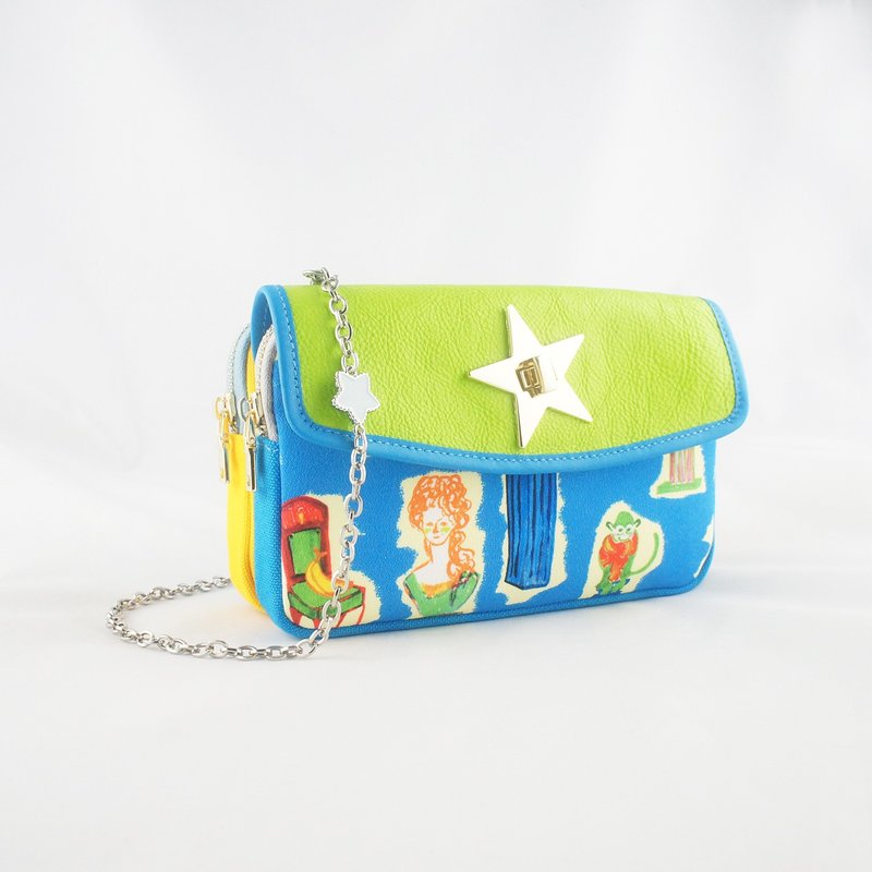 【经典系列】博物馆里的星星 - 侧背包/斜挎包 - 棉．麻 绿色