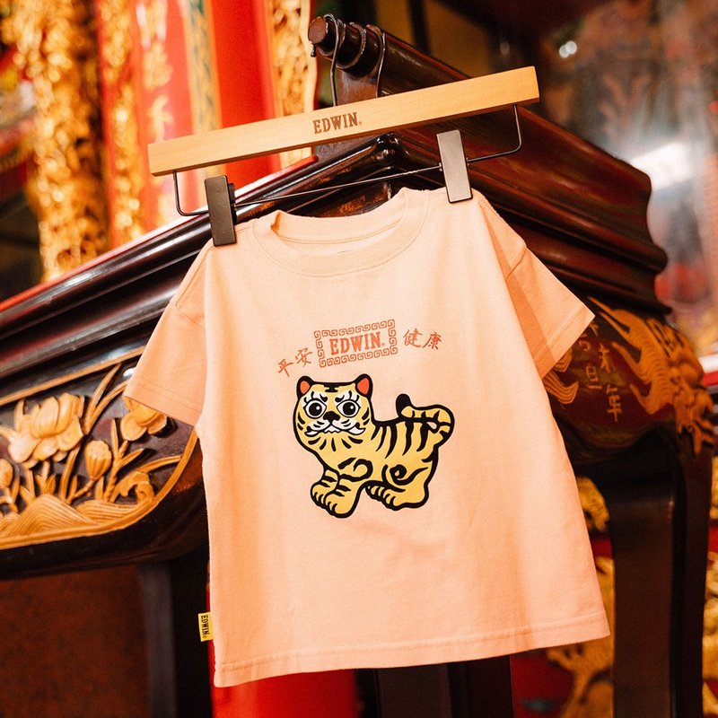 EDWIN 童装 白沙屯 妈祖虎爷小童短袖T恤 (淡粉红) #上衣 - 其他 - 棉．麻 粉红色
