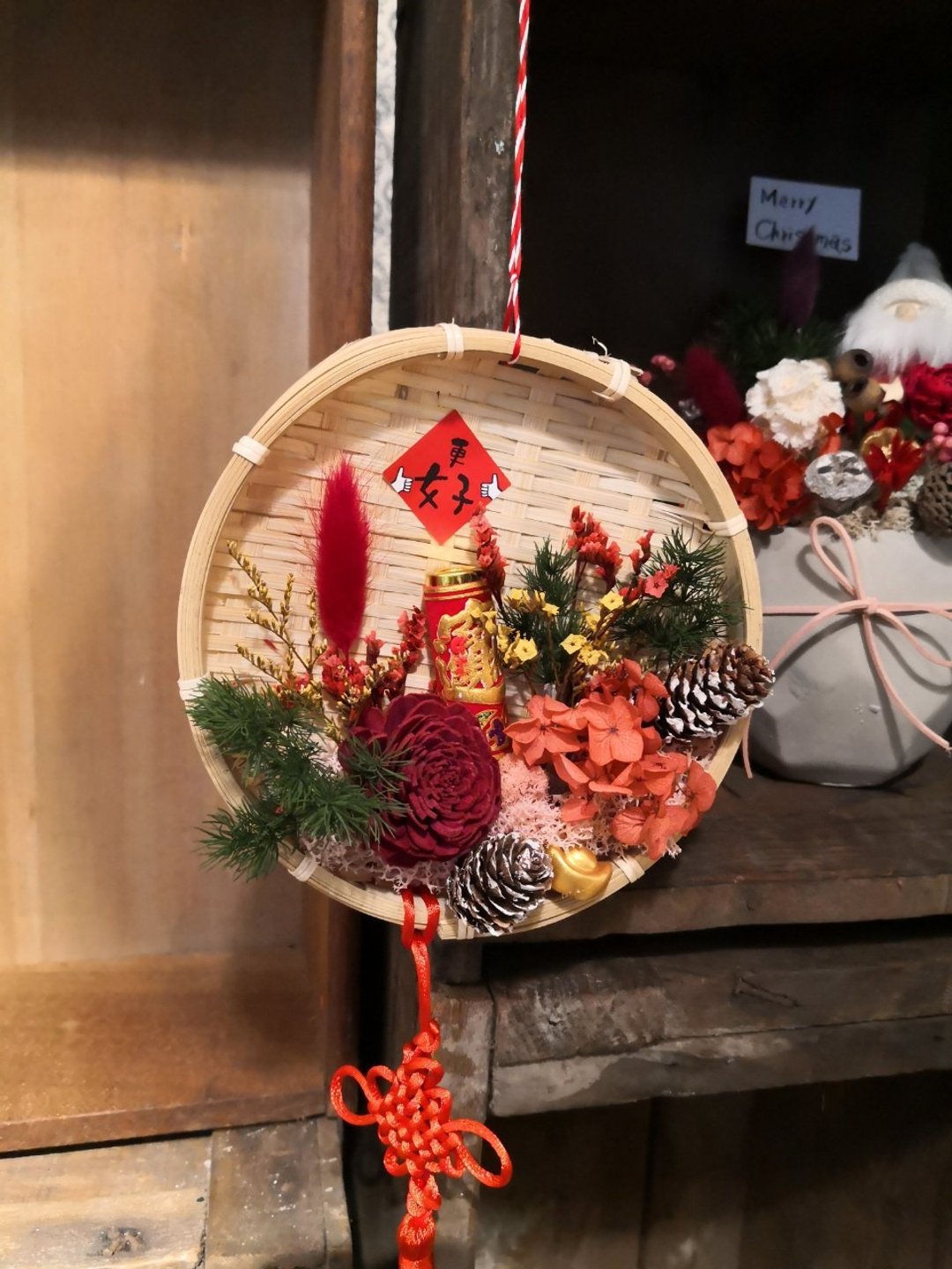 Y006 纳福米筛 干燥花米筛 挂饰 手作材料包 开幕礼 入厝 新年 - 植栽 - 植物．花 多色