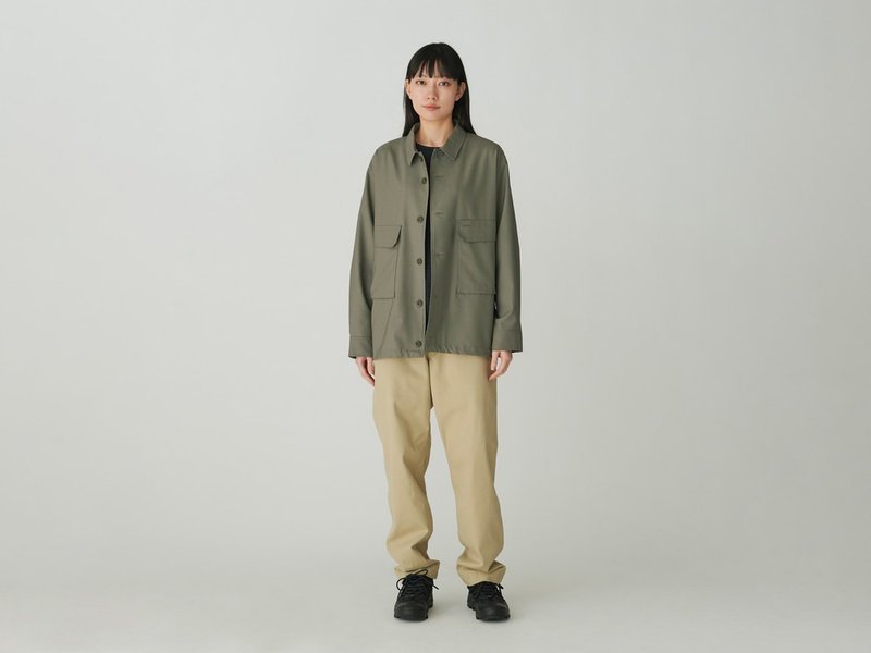 聚酯羊毛混纺衬衫 橄榄绿 - 男装衬衫 - 聚酯纤维 绿色