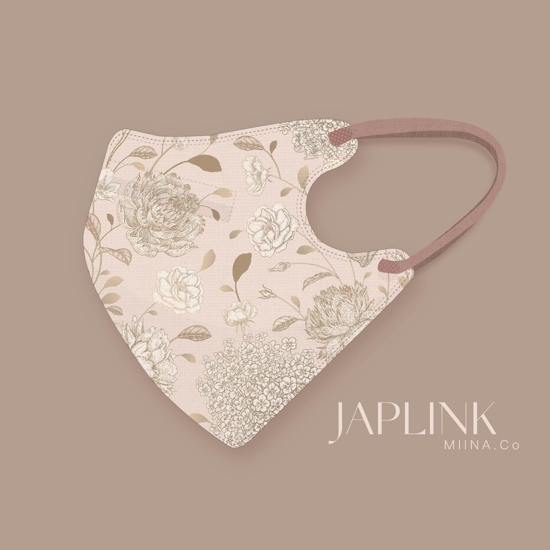 【标准】JAPLINK HEPA 高科技水驻极 立体医疗口罩-古杏牡丹 - 口罩 - 聚酯纤维 金色