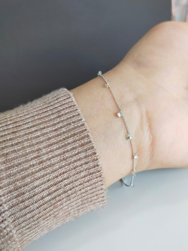 14K 天然钻石手链/订制长度 - 手链/手环 - 钻石 多色